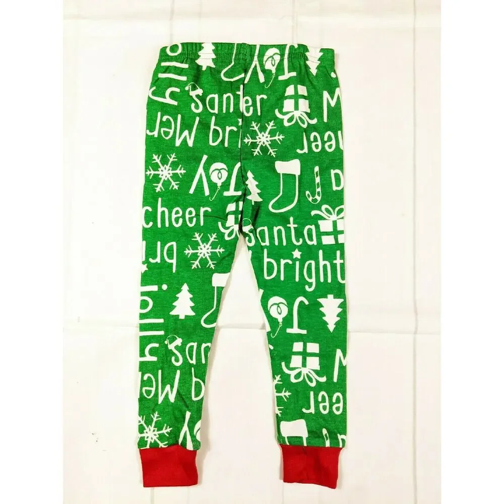 Carter's Green White & Red Holiday Words Pajamas Size 24 Months